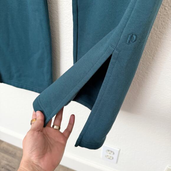 [Pact] Celestial Teal Wide Leg High Rise Sweatpants Courtside Fleece Sz Large L - Picture 9 of 12